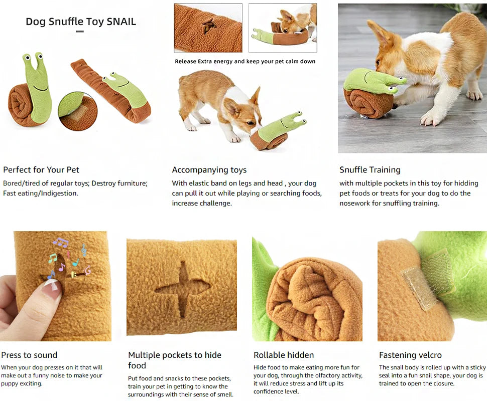 Snail Hide & Seek Plush Treat Toy